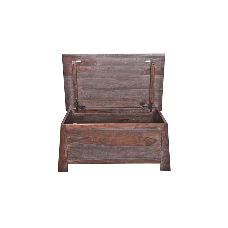 Pemberly Row Solid Sheesham Wood Trunk Coffee Table in Brown