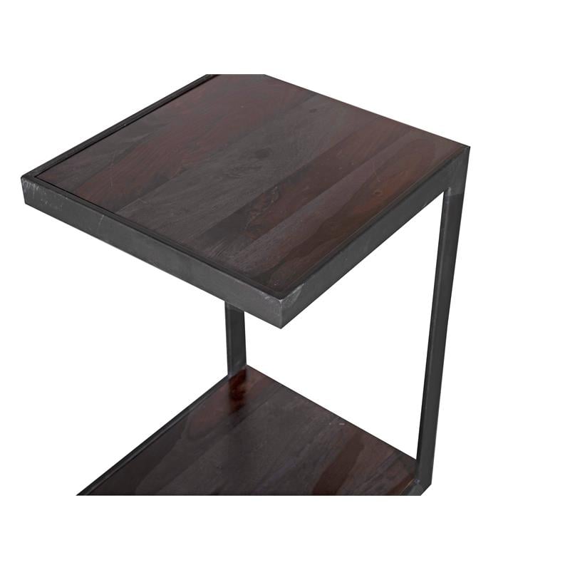 Pemberly Row Contemporary Solid Sheesham Wood C Table in Gray (Set of 2)