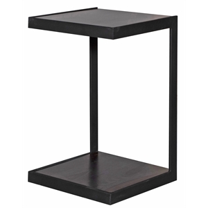 Pemberly Row Contemporary Solid Sheesham Wood C Table in Gray (Set of 2)