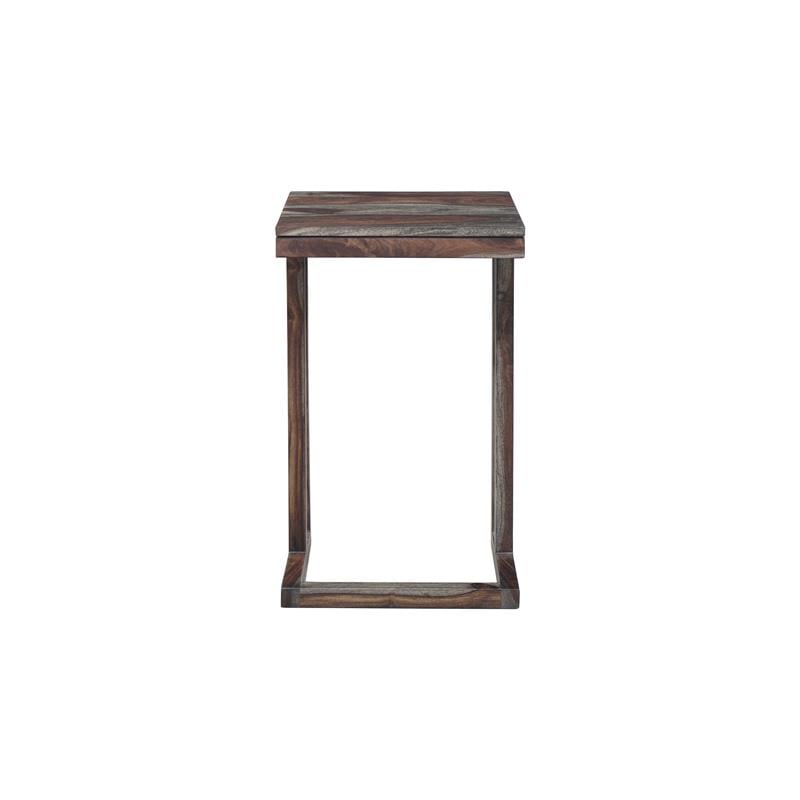Pemberly Row Contemporary Solid Sheesham Wood C Table in Gray (Set of 2)
