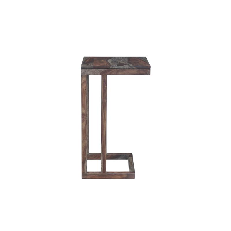 Pemberly Row Contemporary Solid Sheesham Wood C Table in Gray (Set of 2)