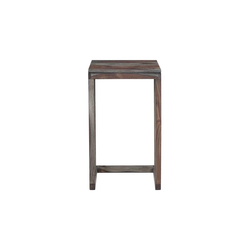 Pemberly Row Contemporary Solid Sheesham Wood C Table in Gray (Set of 2)