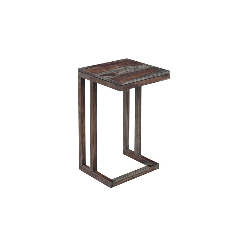 Pemberly Row Contemporary Solid Sheesham Wood C Table in Gray (Set of 2)