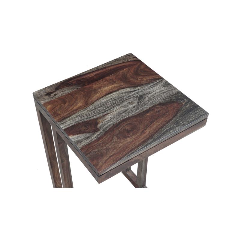 Pemberly Row Contemporary Solid Sheesham Wood C Table in Gray (Set of 2)