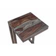 Pemberly Row Contemporary Solid Sheesham Wood C Table in Gray (Set of 2)