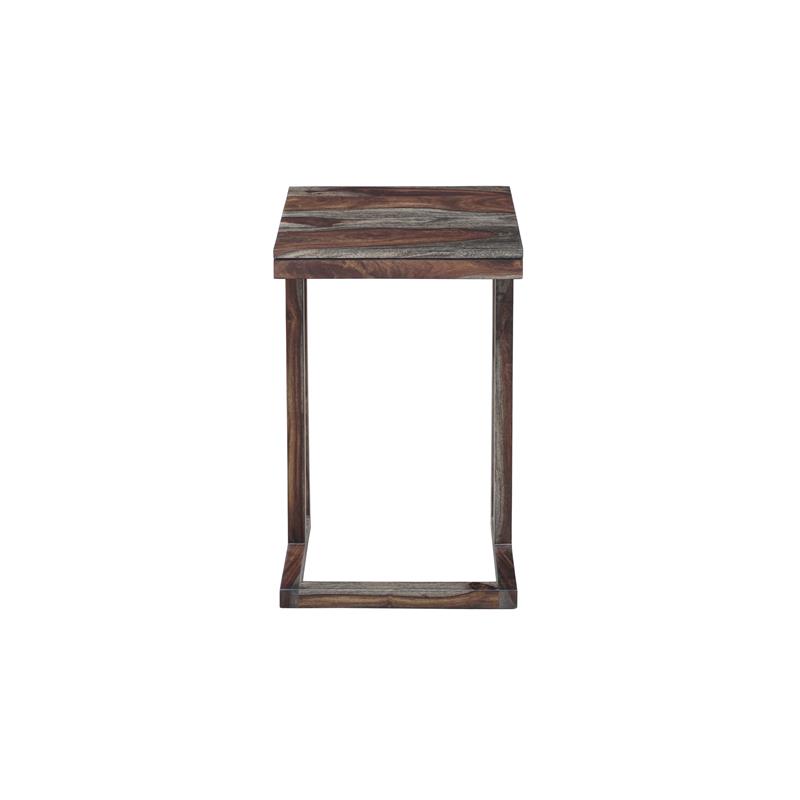 Pemberly Row Contemporary Solid Sheesham Wood C Table in Gray (Set of 2)