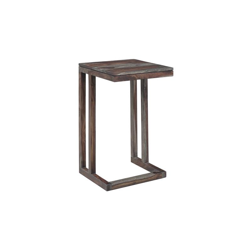 Pemberly Row Contemporary Solid Sheesham Wood C Table in Gray (Set of 2)