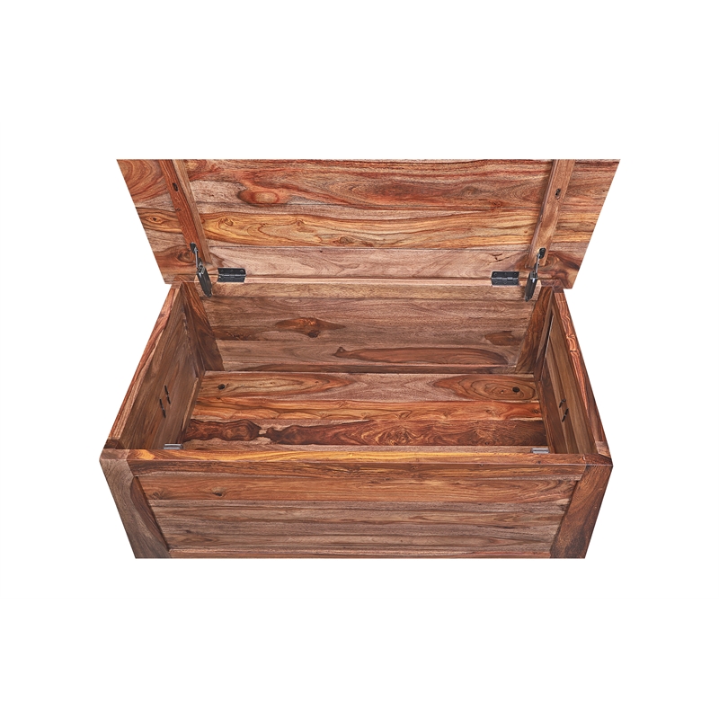 Pemberly Row Modern Solid Sheesham Wood Coffee Table in Brown
