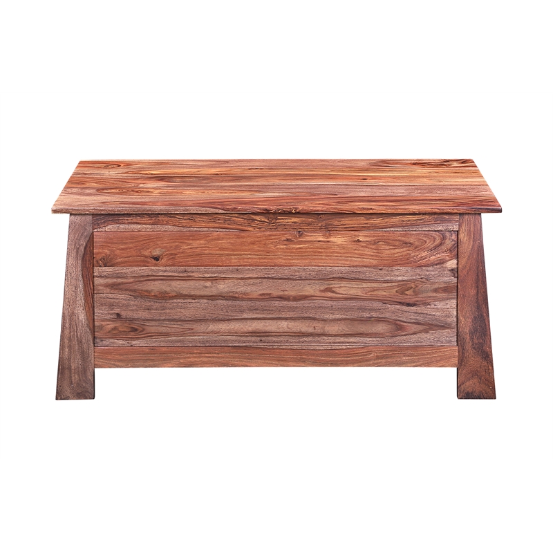 Pemberly Row Modern Solid Sheesham Wood Coffee Table in Brown