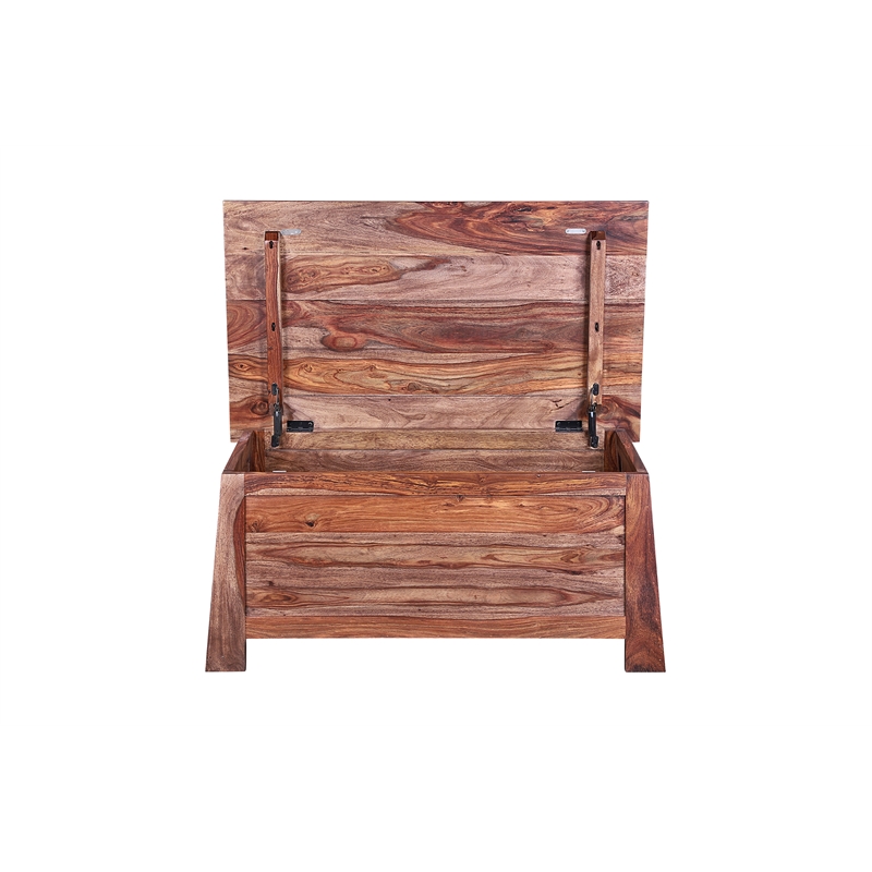 Pemberly Row Modern Solid Sheesham Wood Coffee Table in Brown