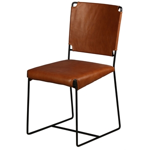 Pemberly Row Contemporary Leather Dining Chair in Brown Finish (Set of 2)