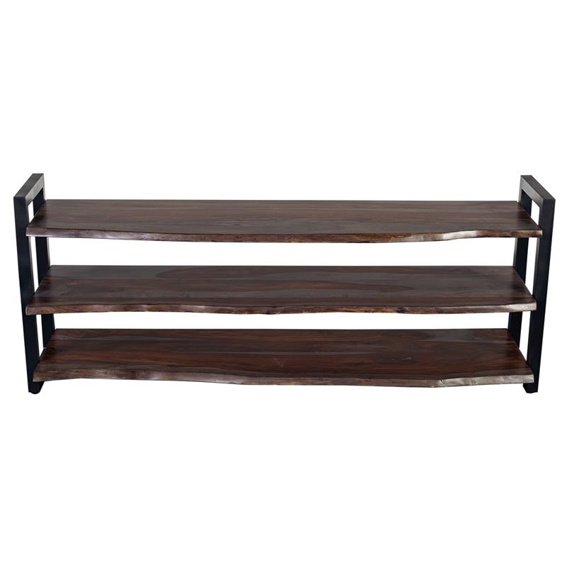 Pemberly Row Contemporary Solid Sheesham Wood TV Stand in Gray