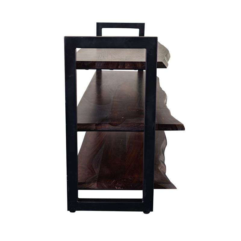 Pemberly Row Contemporary Solid Sheesham Wood TV Stand in Gray