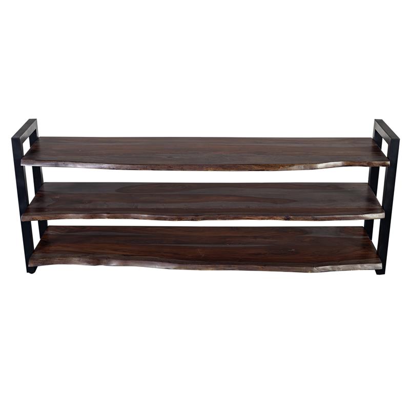 Pemberly Row Contemporary Solid Sheesham Wood TV Stand in Gray