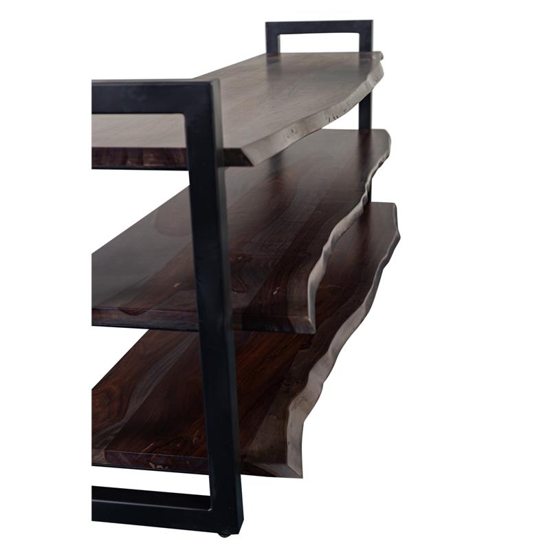 Pemberly Row Contemporary Solid Sheesham Wood TV Stand in Gray