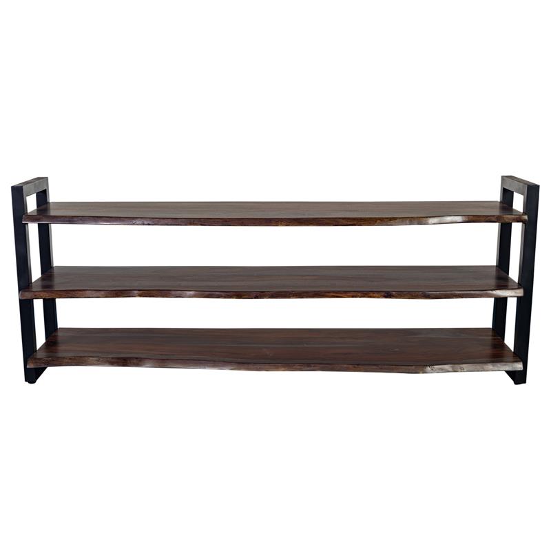 Pemberly Row Contemporary Solid Sheesham Wood TV Stand in Gray