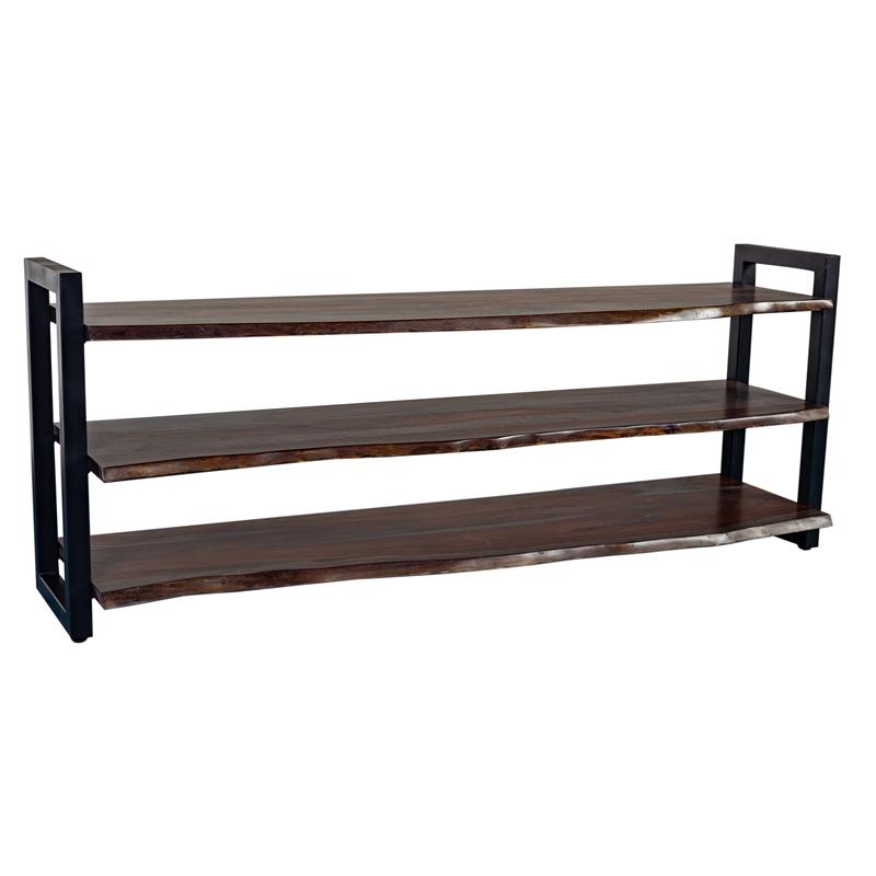 Pemberly Row Contemporary Solid Sheesham Wood TV Stand in Gray