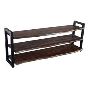 Pemberly Row Contemporary Solid Sheesham Wood TV Stand in Gray