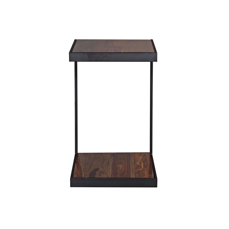 Pemberly Row Contemporary Solid Sheesham Wood C Table in Brown (Set of 2)