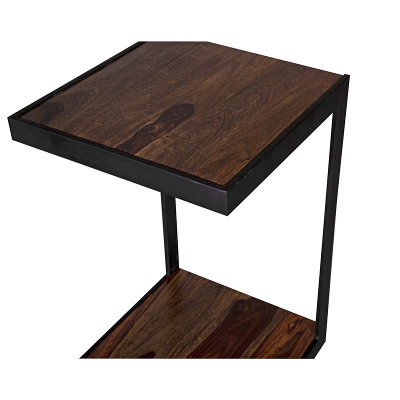 Pemberly Row Contemporary Solid Sheesham Wood C Table in Brown (Set of 2)