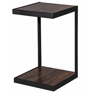 Pemberly Row Contemporary Solid Sheesham Wood C Table in Brown (Set of 2)