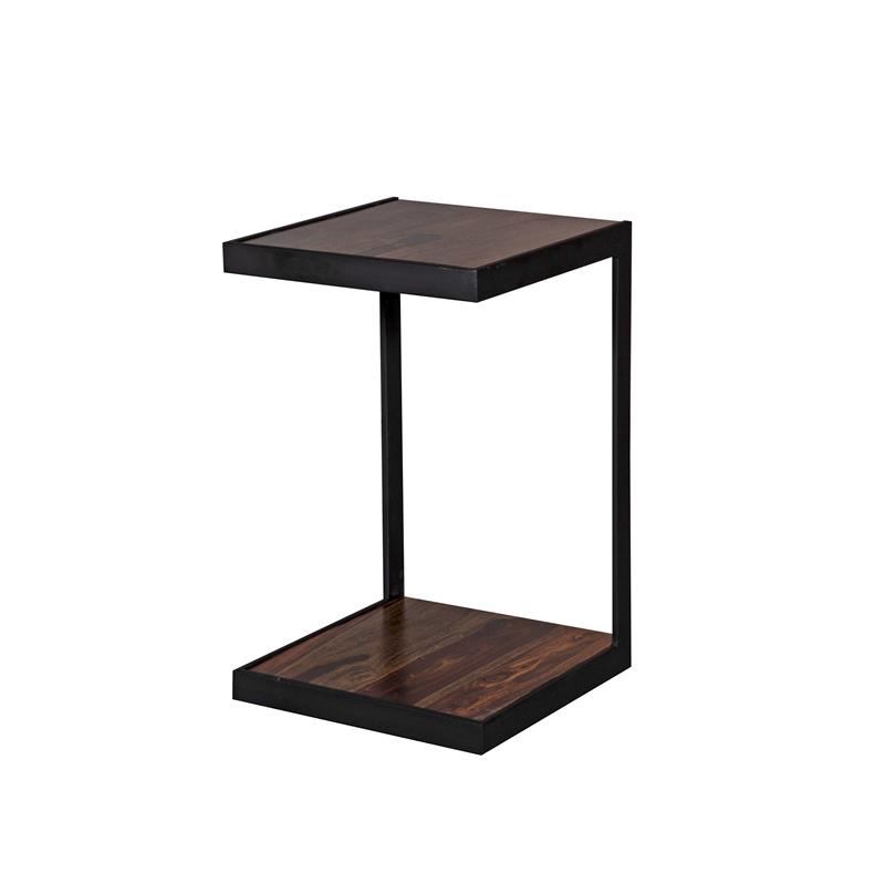 Pemberly Row Contemporary Solid Sheesham Wood C Table in Brown (Set of 2)