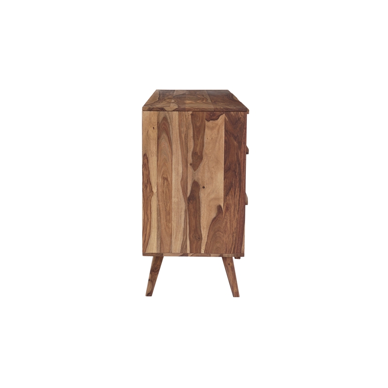 Pemberly Row Modern Solid Sheesham Wood Dresser in Light Brown