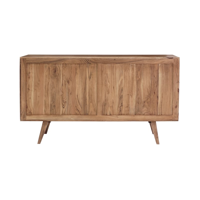 Pemberly Row Modern Solid Sheesham Wood Dresser in Light Brown