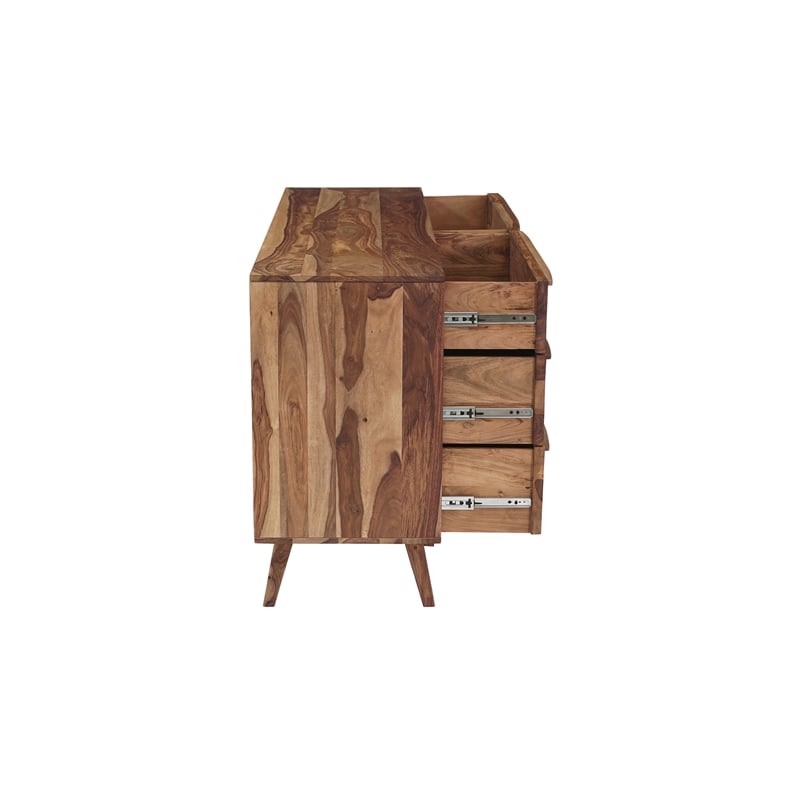 Pemberly Row Modern Solid Sheesham Wood Dresser in Light Brown