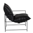 Pemberly Row Modern Leather & Iron Metal Accent Chair in Black