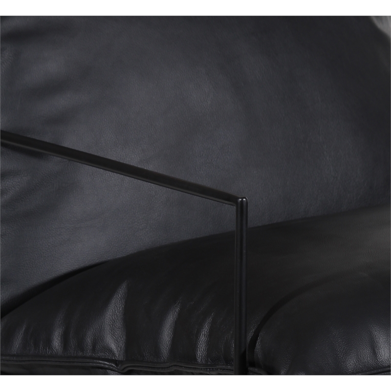 Pemberly Row Modern Leather & Iron Metal Accent Chair in Black