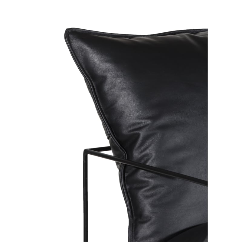 Pemberly Row Modern Leather & Iron Metal Accent Chair in Black