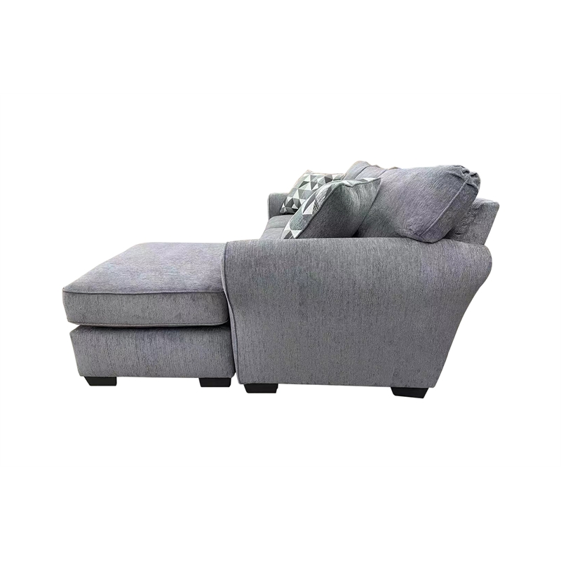 Pemberly Row Soft Chenille Reversible Fabric Sectional in Gray