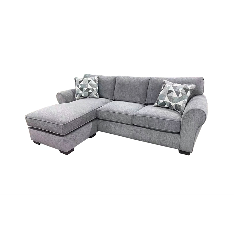 Pemberly Row Soft Chenille Reversible Fabric Sectional in Gray