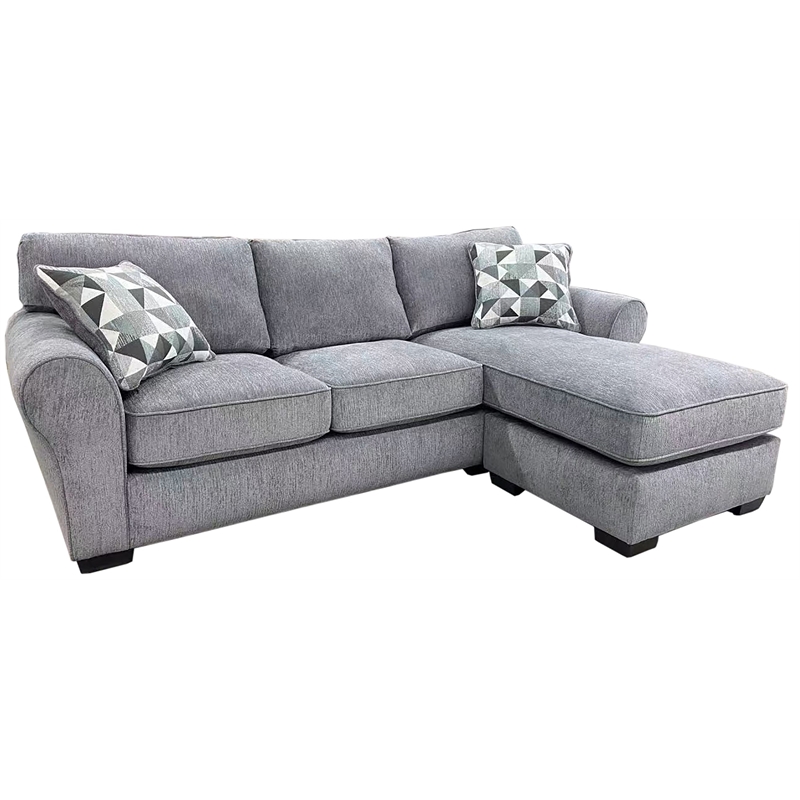 Pemberly Row Soft Chenille Reversible Fabric Sectional in Gray