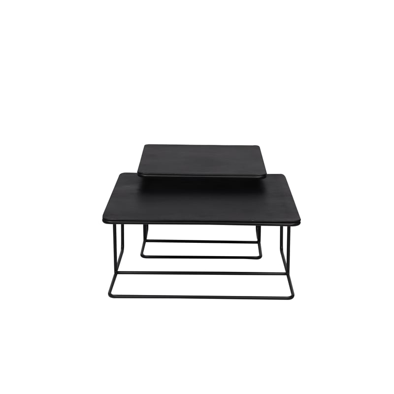 Pemberly Row Contemporary Nesting Coffee Tables in Black Finish