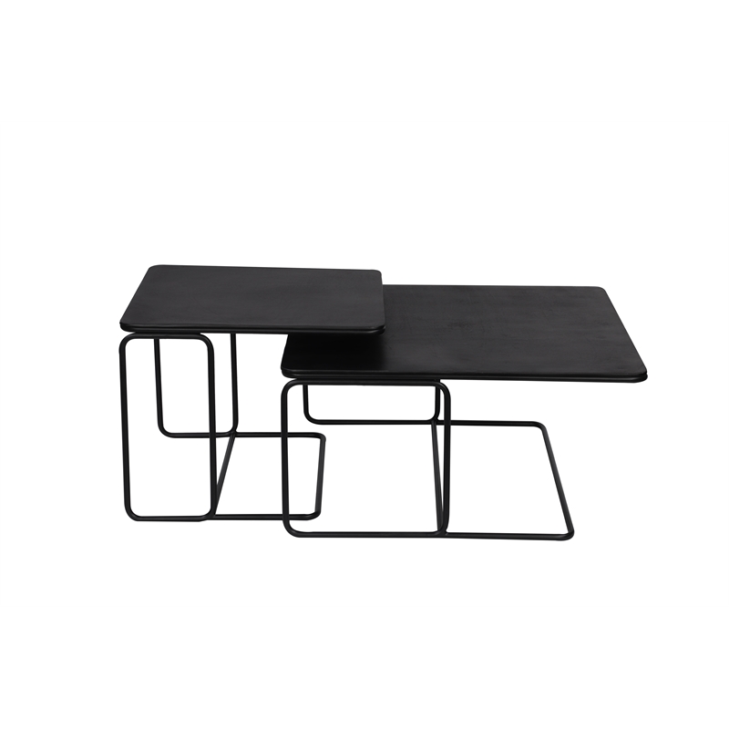 Pemberly Row Contemporary Nesting Coffee Tables in Black Finish