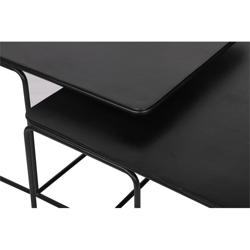 Pemberly Row Contemporary Nesting Coffee Tables in Black Finish
