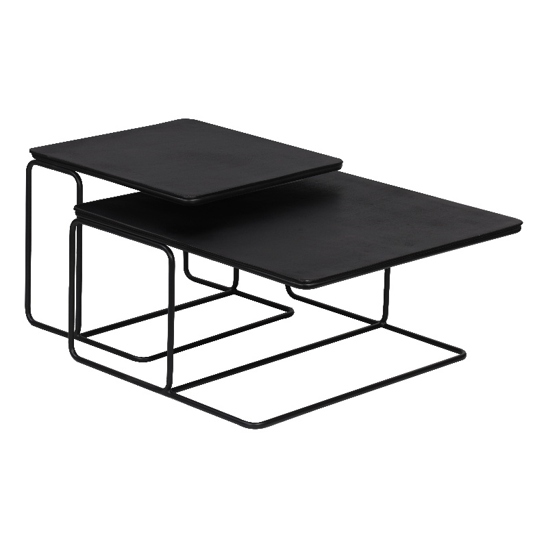 Pemberly Row Contemporary Nesting Coffee Tables in Black Finish