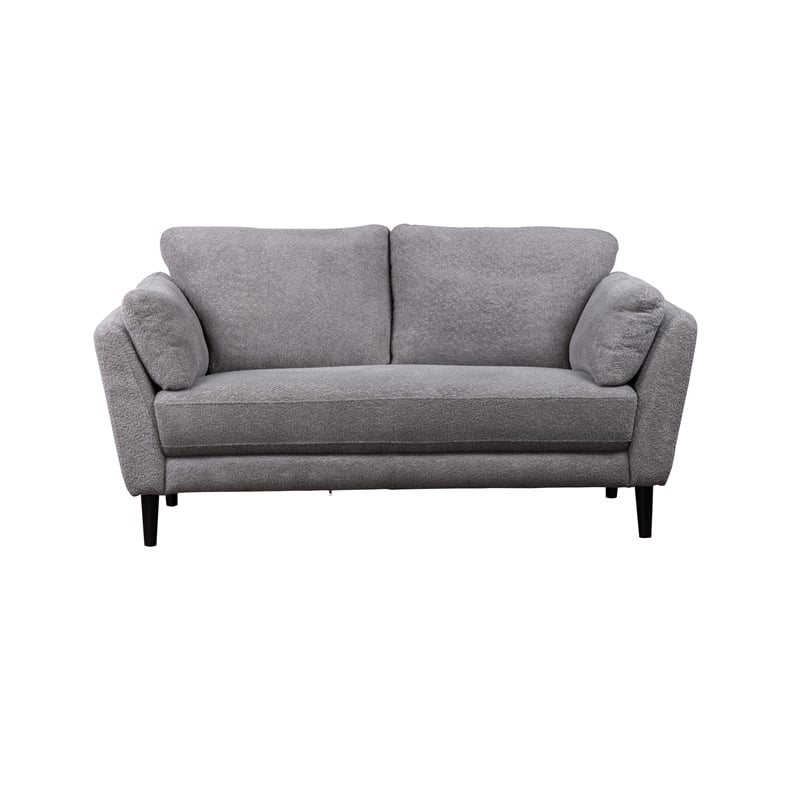 Pemberly Row Contemporary Boucle Fabric Loveseat in Gray Finish
