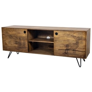 Pemberly Row Contemporary Alpine Solid Wood TV Stand in Natural