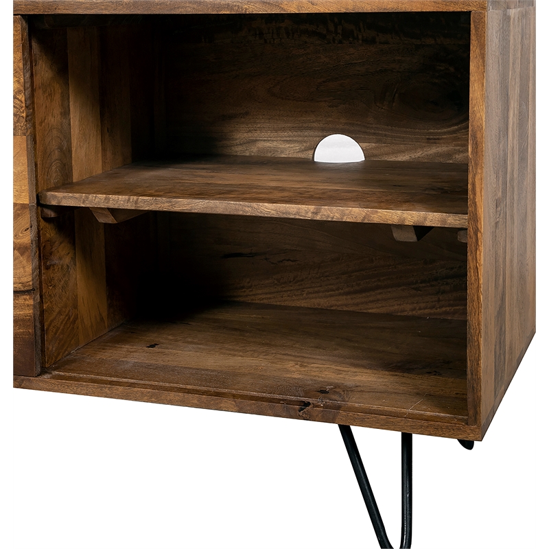 Pemberly Row Contemporary Alpine Solid Wood TV Stand in Natural