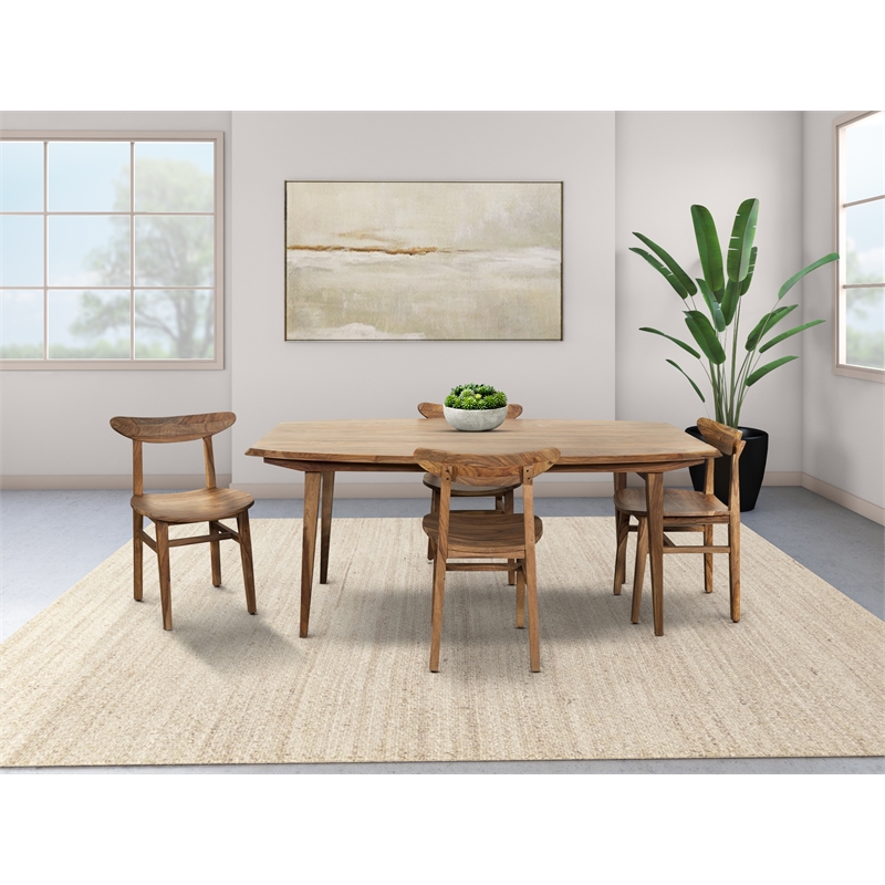 Pemberly Row Modern Solid Sheesham Wood Dining Table in Natural
