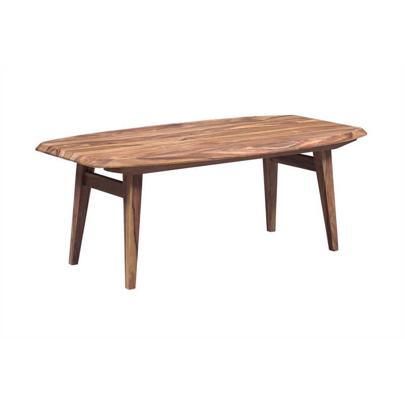 Pemberly Row Modern Solid Sheesham Wood Coffee Table in Natural