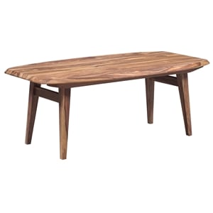 Pemberly Row Modern Solid Sheesham Wood Coffee Table in Natural