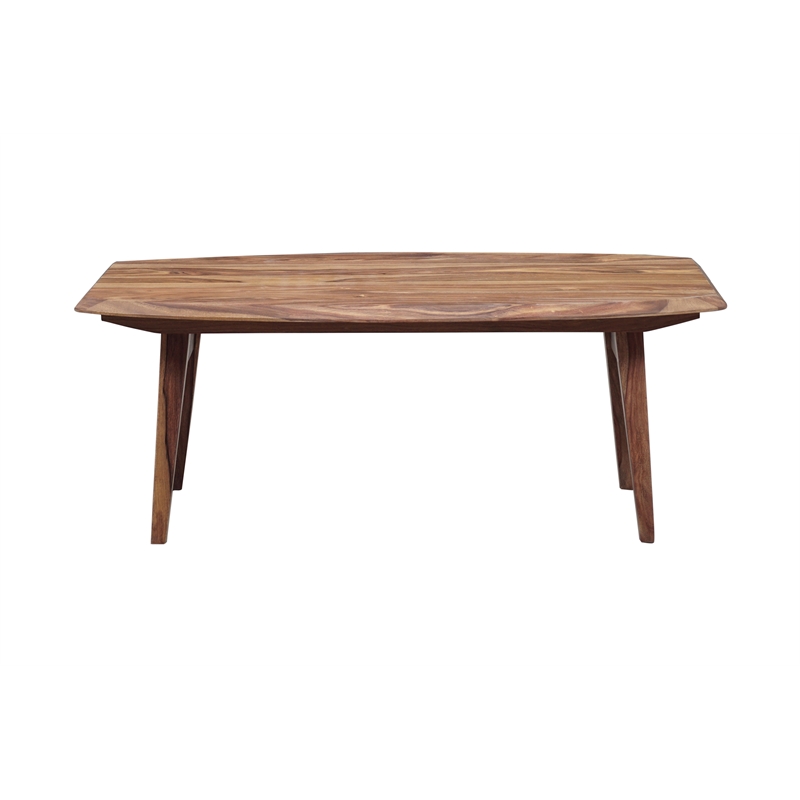 Pemberly Row Modern Solid Sheesham Wood Coffee Table in Natural