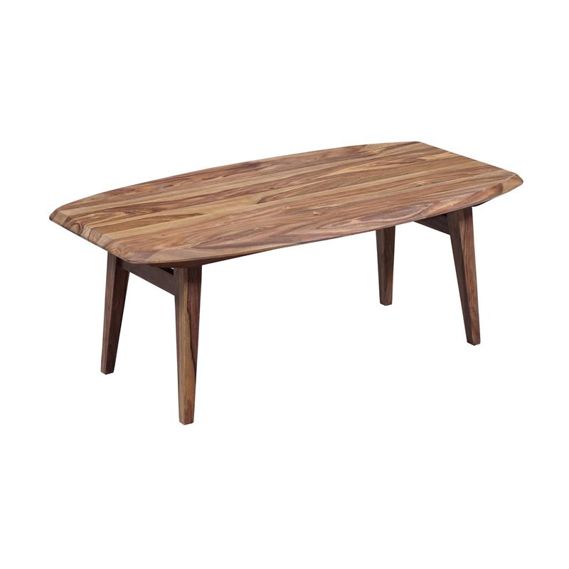 Pemberly Row Modern Solid Sheesham Wood Coffee Table in Natural