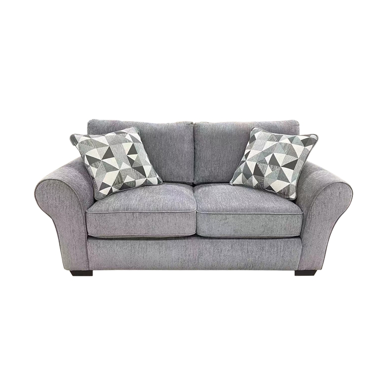 Pemberly Row Modern Chenille Fabric Reversible Loveseat in Gray