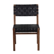 Pemberly Row Genuine Leather Basket-Woven Dining Chair in Brown