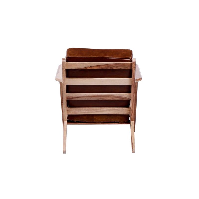 Pemberly Row Contemporary Leather Accent Chair in Natural Finish